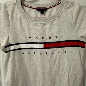 Tommy Hilfiger Heather Gray Tee with Red and Navy Stripe
